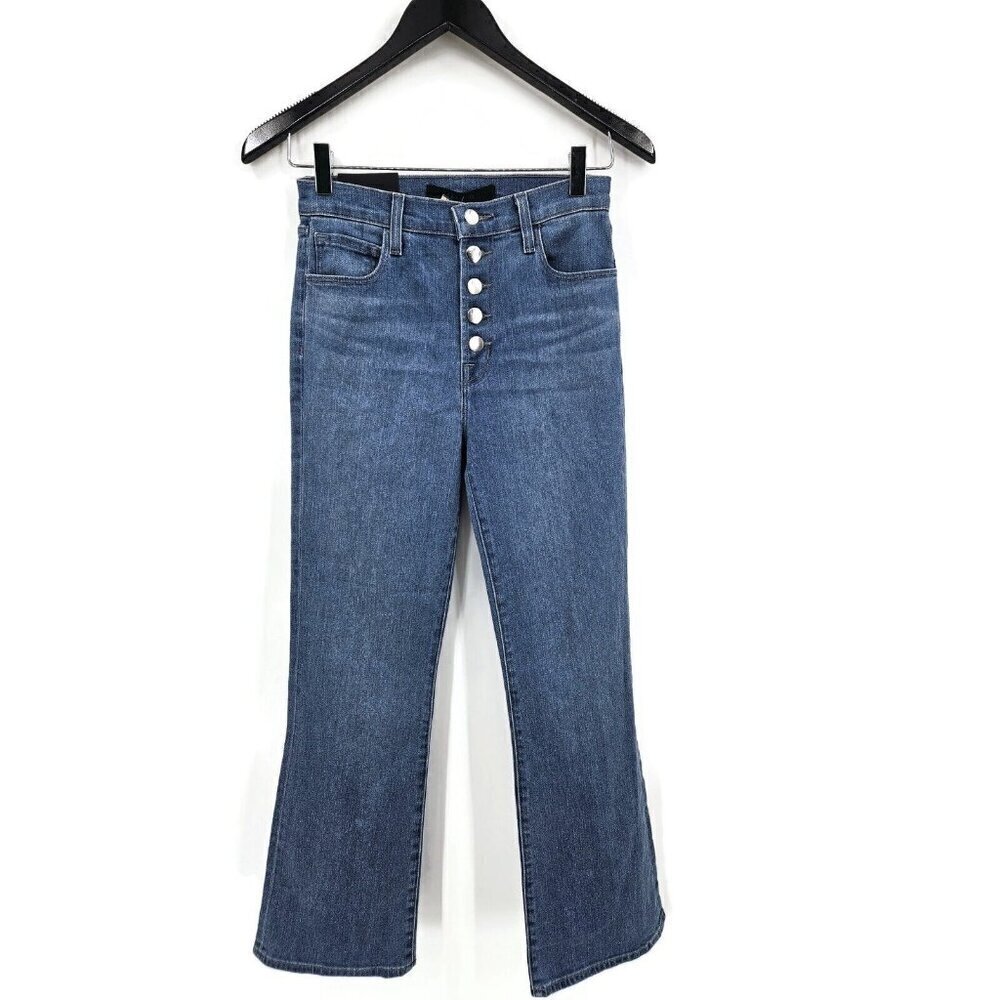 New J Brand Lillie High Rise Jeans Womens 25 Crop Flare Heart Blue